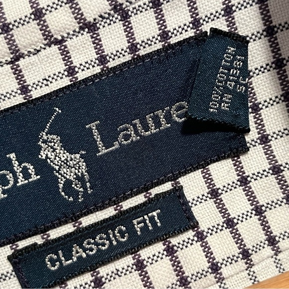 Ralph Lauren Classic Fit 100% Cotton Men's Red & Blue Checkered Shirt 15.5 34/35 - Picture 9 of 16